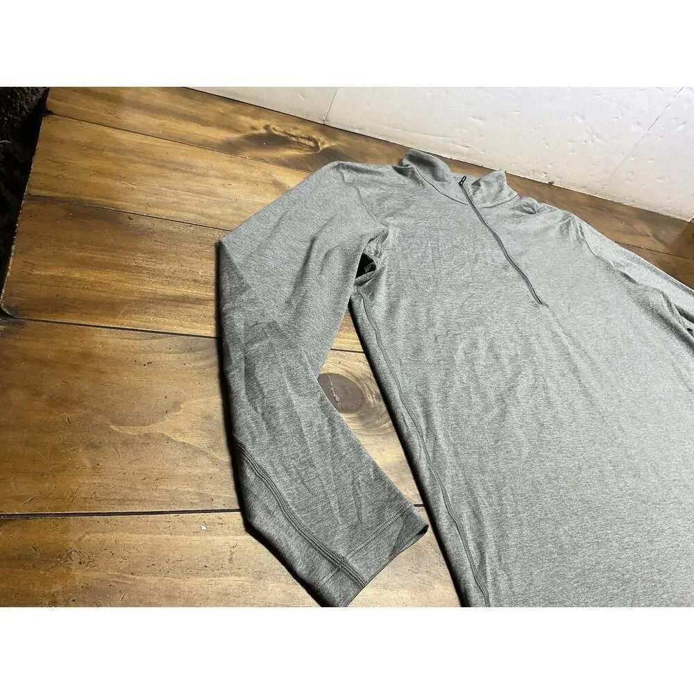 Lululemon Soft Jersey Half Zip Mens Large Heathered Slate Brown Army Green